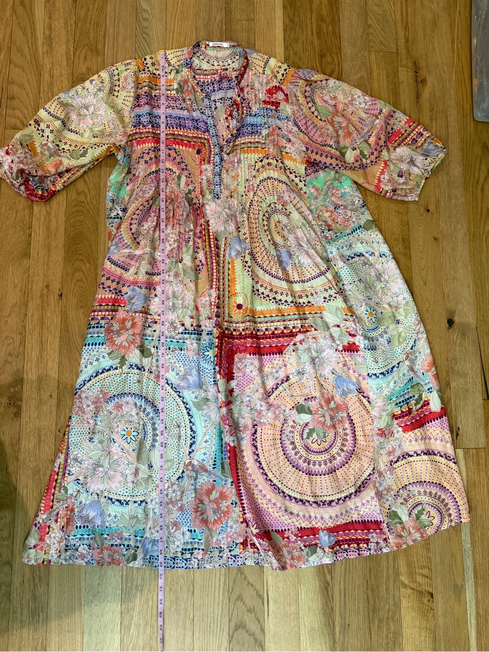 🌸 Johnny Was Britta Silk Mosaic Tile Maxi Dress XL - Picture 11 of 13